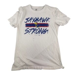 KU Jayhawks Shirt Men's Medium White Jayhawk Strong Graphic T-Shirt J-America